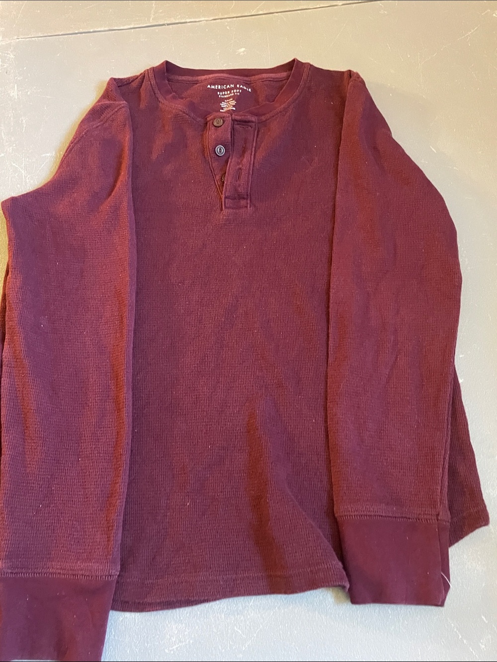 American Eagle Outfitters Long-Sleeve Henley Top - Maroon